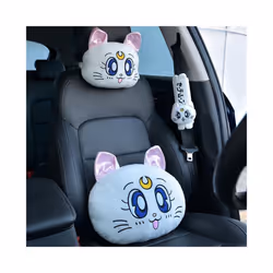 Cartoon Car Headrest Pillow Cute Car Luna Cat Head Plush Neck Pillow Car - 6