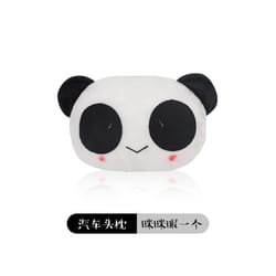 2Pcs Cartoon Car Neck Pillow Cute Panda Smiling Face Headrest Neck Support - 1pcs Cute face red