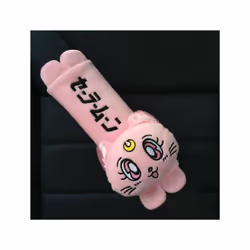 Plush kitty Car Pillows Luna Cat Seat Neck Support Car Headrest Pillow - 1 belt pink