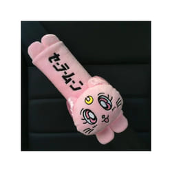 Plush kitty Car Pillows Luna Cat Seat Neck Support Car Headrest Pillow - 1 belt pink