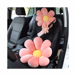 Cute Flower Car Neck Pillow Cushion Soft Car Headrest Waist Pillow Safety - Pink head pillow