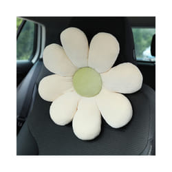 Cute Flower Car Neck Pillow Cushion Soft Car Headrest Waist Pillow Safety - Beige head pillow