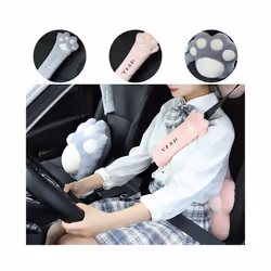 Car Female Decorative Seat Belt Protection Waist Cover Car Plush Headrest - Grey headrest