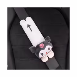 Cute Car Seat Pillow Pink Car Headrest Neck Pillow Cartoon Black Devil - 1pcs black belt