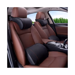 New Comfortable PU Leather Auto Car Neck Pillow Memory Foam Pillows Neck - breathable-bg
