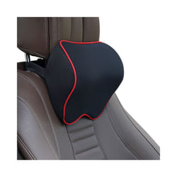 Car Headrest Head Seat Cushion Neck Pillow Rest Memory Foam Cotton Cover - Black red