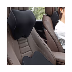 Car Headrest Head Seat Cushion Neck Pillow Rest Memory Foam Cotton Cover - Black