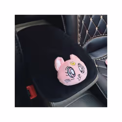 Plush kitty Car Pillows Luna Cat Seat Neck Support Car Headrest Pillow - Pink armrest