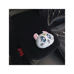 Plush kitty Car Pillows Luna Cat Seat Neck Support Car Headrest Pillow - white armrest
