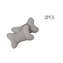 2Pcs/Set Universal Cushion Pillow  Car Headrest PU Auto Accessories for - Gray