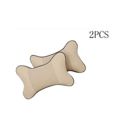 2Pcs/Set Universal Cushion Pillow  Car Headrest PU Auto Accessories for - Beige