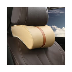 Car Seat Neck Pillow Car Leather Memory Foam Massage Pillow Seat Head - Beige