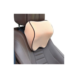 Car Headrest Pillow Neck Memory Lumbar Support Cotton Breathable Auto - beige pillow
