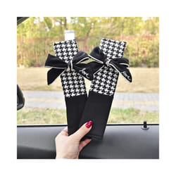 Classic Plaid Bowknot Universal Car Neck Pillow Seat Headrest Auto Waist - seatbelt cover2