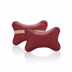 Car Neck Pillows Pu Leather head support protector black/red universal - Red2