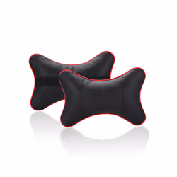 Car Neck Pillows Pu Leather head support protector black/red universal - Black red edge2