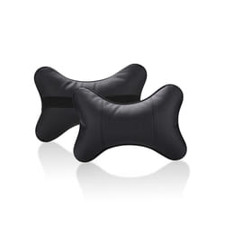 Car Neck Pillows Pu Leather head support protector black/red universal - Black2