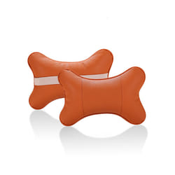 Car Neck Pillows Pu Leather head support protector black/red universal - Orange2
