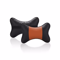 Car Neck Pillows Pu Leather head support protector black/red universal - Black and Orange2