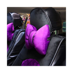 Cute Pink Purple Bow Pillow Car Head Neck Pillow Winter Plush Waist Supports - 1purple head pillow