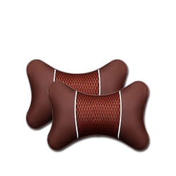 Car Neck Pillows Both Side Pu Leather 1pcs Pack Headrest For Head Pain - Yellow