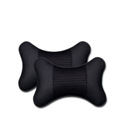 Car Neck Pillows Both Side Pu Leather 1pcs Pack Headrest For Head Pain - Gray