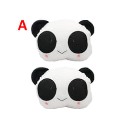 2Pcs Cartoon Car Neck Pillow Cute Panda Smiling Face Headrest Neck Support - 2pcs Cute face red