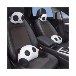 2Pcs Cartoon Car Neck Pillow Cute Panda Smiling Face Headrest Neck Support - 2pcs Cute face red