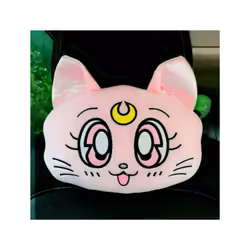 Cartoon Car Headrest Pillow Cute Car Luna Cat Head Plush Neck Pillow Car - 2