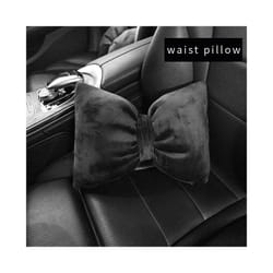 Cute Pink Purple Bow Pillow Car Head Neck Pillow Winter Plush Waist Supports - 1black waist pillow
