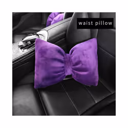 Cute Pink Purple Bow Pillow Car Head Neck Pillow Winter Plush Waist Supports - 1purple waist pillow