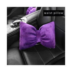 Cute Pink Purple Bow Pillow Car Head Neck Pillow Winter Plush Waist Supports - 1purple waist pillow