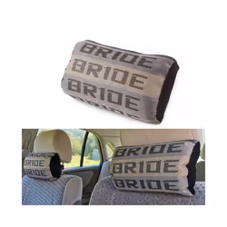 JDM Style BRIDE Soft Car Pillow Seat Support Decor Headrest Backrest Seat - Yellow Orange