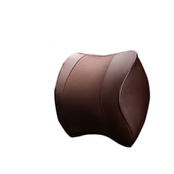 Car Headrest Pillow Pu Leather  Memory Foam Comfortable Neck Pillows Support - Coffee neck pillow