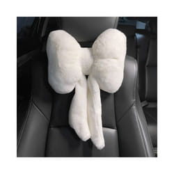 New Bowknot Car Headrest Pillow Lovely Auto Seat Head Support Neck Protector - White-Neck