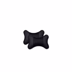 2Pcs PU Leather Knitted Car Pillows Headrest Neck Rest Cushion Support - black