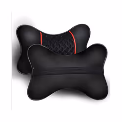 2Pcs PU Leather Knitted Car Pillows Headrest Neck Rest Cushion Support - coffee