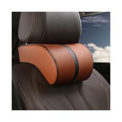 Car Neck Headrest Pillow PU Leather Neck Rest Cushion Auto Seat Head Support - Dark brown