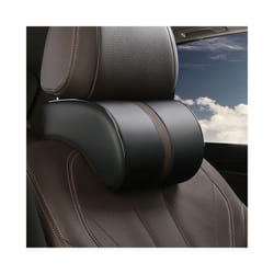 Car Neck Headrest Pillow PU Leather Neck Rest Cushion Auto Seat Head Support - Black