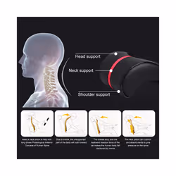Car Neck Headrest Pillow PU Leather Neck Rest Cushion Auto Seat Head Support - Black