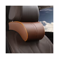 Car Neck Headrest Pillow PU Leather Neck Rest Cushion Auto Seat Head Support - Deep Coffee