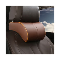 Car Neck Headrest Pillow PU Leather Neck Rest Cushion Auto Seat Head Support - Deep Coffee