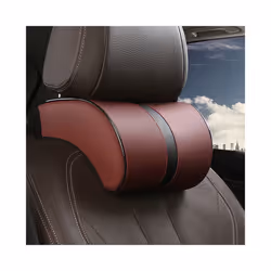 Car Neck Headrest Pillow PU Leather Neck Rest Cushion Auto Seat Head Support - Wine red