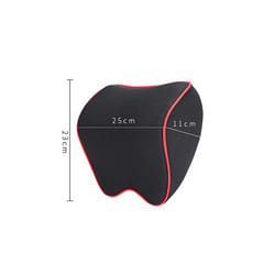 Car Headrest Pillow Auto Memory Foam Car Neck Pillow Seat Head Support - Black Red Edge
