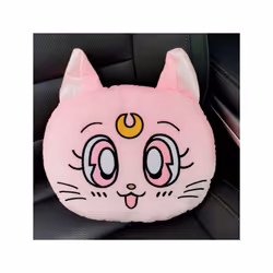 Cartoon Car Headrest Pillow Cute Car Luna Cat Head Plush Neck Pillow Car - 13