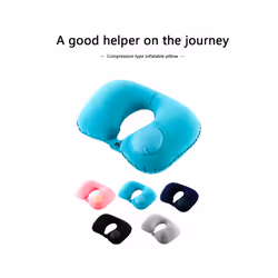 U-Shape Inflatable Travel Pillow Neck Pillow Car Head Rest Air Pillows - Blue