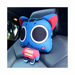 Cartoon car headrest Throw pillows Individual car decoration Animated - Blue cat headrest