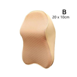 Universal Car Neck Pillows PVC Leather Breathable Mesh Auto Cushion Rest - Beige 20 x 10cm