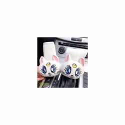 Plush kitty Car Pillows Luna Cat Seat Neck Support Car Headrest Pillow - 1 set white