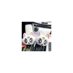Plush kitty Car Pillows Luna Cat Seat Neck Support Car Headrest Pillow - 1 set white